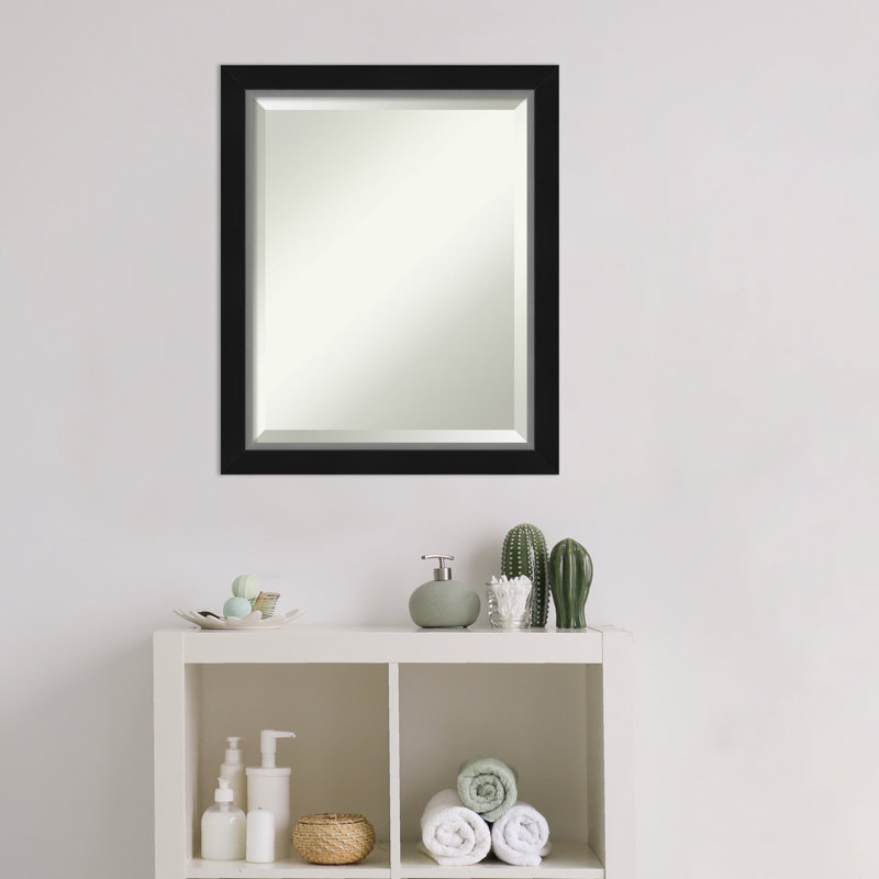 Quade Mirror, 23" x 19", Satin Black/Silver