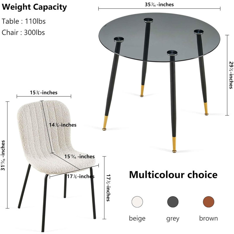 4 - Person Glass Top Four Leg Dining Set