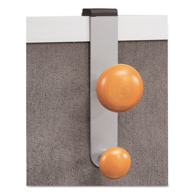 Gray Metal and Wood Adjustable Cubicle Coat Rack