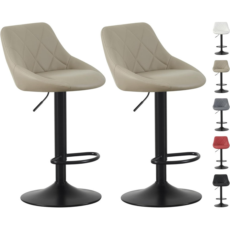 Swivel Adjustable Height Counter Stool with Metal Frame, Brown