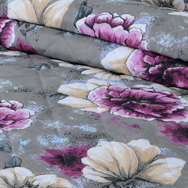 Fiorino Cassia Floral Bedspread Set Breathable Quilted Bedspread sets with Bed Comforter Pillowsham, 250 W x 260 L cm