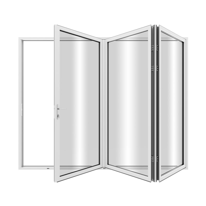 Porte pliante en aluminium à 3 panneaux KaMic EliteFold avec charnières et roulettes cachées, conception pliante de gauche à droite