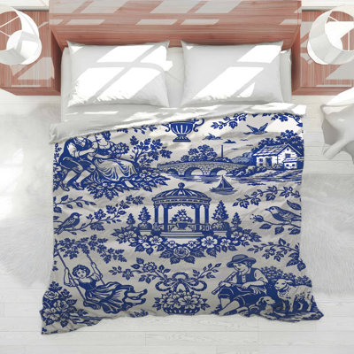 Blue Toile Pattern Comforter