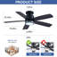 Ventilateur de plafond encastré avec lumières DEL et télécommande-869371889-869371890
