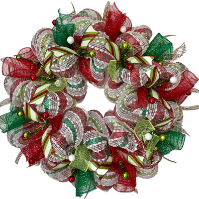 Merry Christmas Striped 28 inch Holiday Wreath