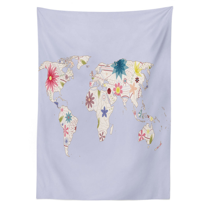 World Map Tablecloth, 90" x 60"