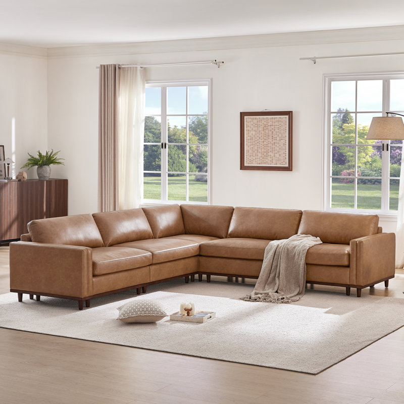 Kellum 5-Piece Oversized Modular Corner Sectional Sofa With Solid Wood Legs
