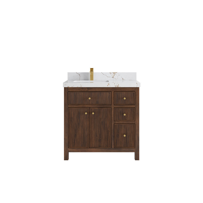 Teck de 36 po Sonoma X P 22 po D Meuble-lavabo à gauche, Doré Viola
