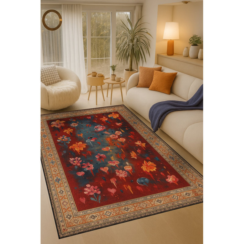 Tapis vert tissé à motif lavable Mosso, 4 pi 7 po x 6 pi 7 po