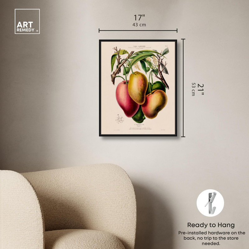 «Mangoes» par Étienne Denisse, toile par Art Remedy, Noir, H 21 po x l 17 po, Cadre flottant