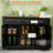 Modern Black Storage Cabinet, With 2 Drawers And Adjustable Shelves For Home Improvement Kitchen Cabinet Sideboard Buffet, & Shelves. Black, Attractive. 46.21"W X 15.5"D 32"H