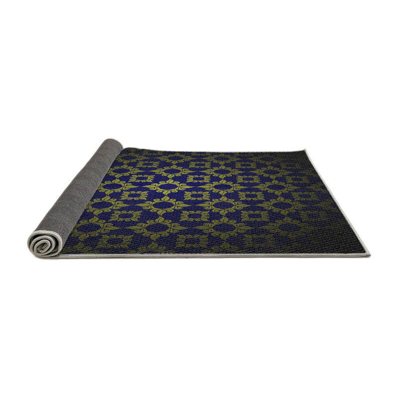 Tapis bleu/noir/jaune à tisser électrique, Rond 6 pi