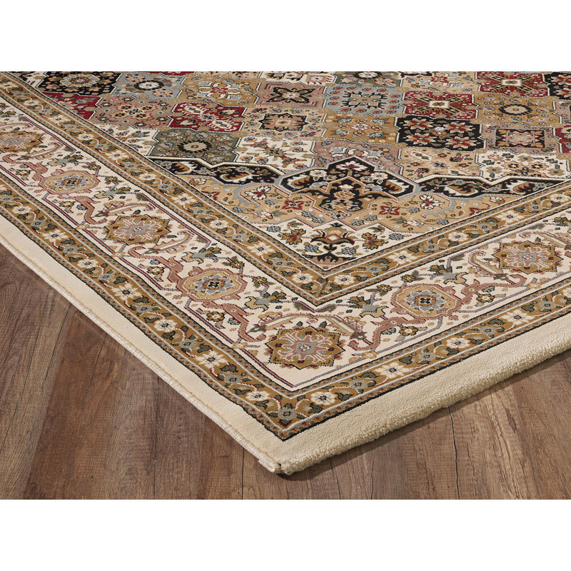 Tapis oriental crème / brun intérieur / extérieur Turkuaz, Rectangle 3 pi 11 po x 5 pi 7 po