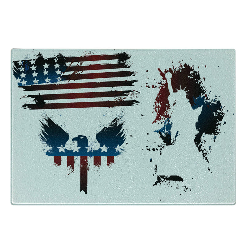 Planche à découper en verre trempé drapeau américain Ambesonne