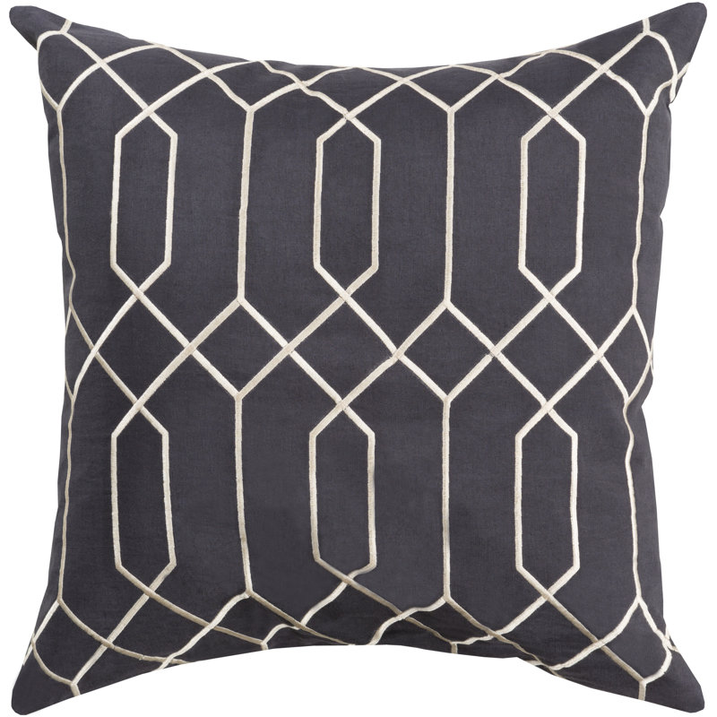 Gold and Ivory Geometric Linen Throw Pillow 18" x 18"