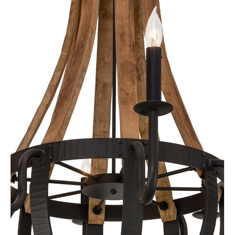 8 - Light Chandelier, Dark Brown, 48" H x 43" W x 43" D