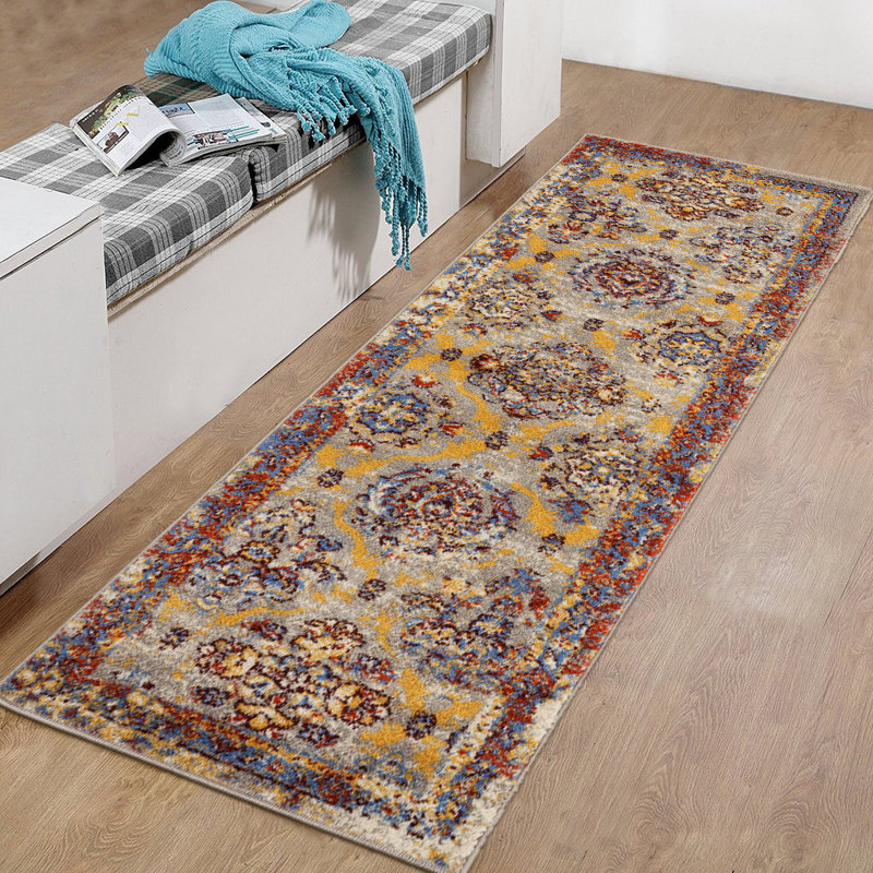 Tapis beige à motif oriental Penton, Tapis de couloir 2 pi 6 po x 10 pi 3 po