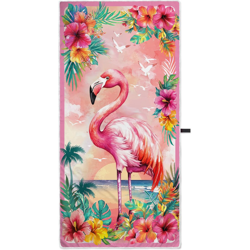 Pink Bird Beach Towel Oversized Lightweight Bath Towels Pool Swim Beach Essentials for Women 60" x 78"