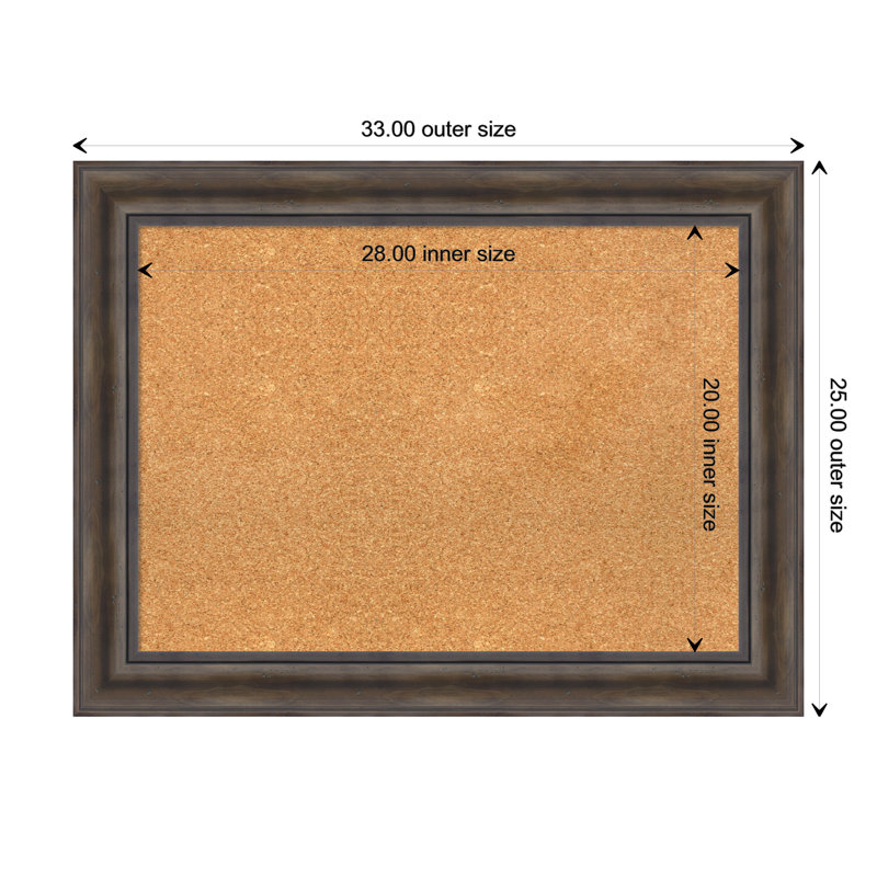 Rustic Charred Wood Framed Natural Cork Bulletin Board