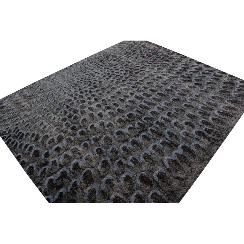 Distressed Homage Hand Knotted Wool Geometric Area Rug, Rectangle 10' x 14'