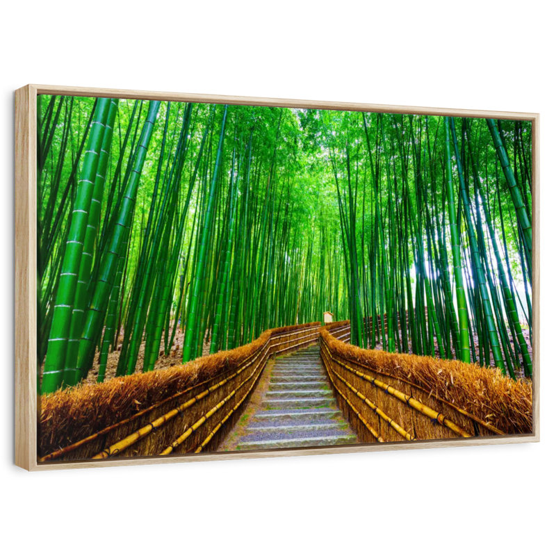 Bambou Arashiyama, 25 po x 17 po, Cadre flottant en bois naturel