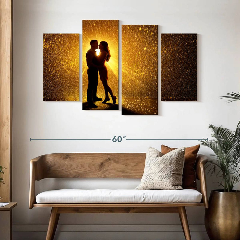 Couple de Hardie sous la pluie, H 32 po x l 52 po