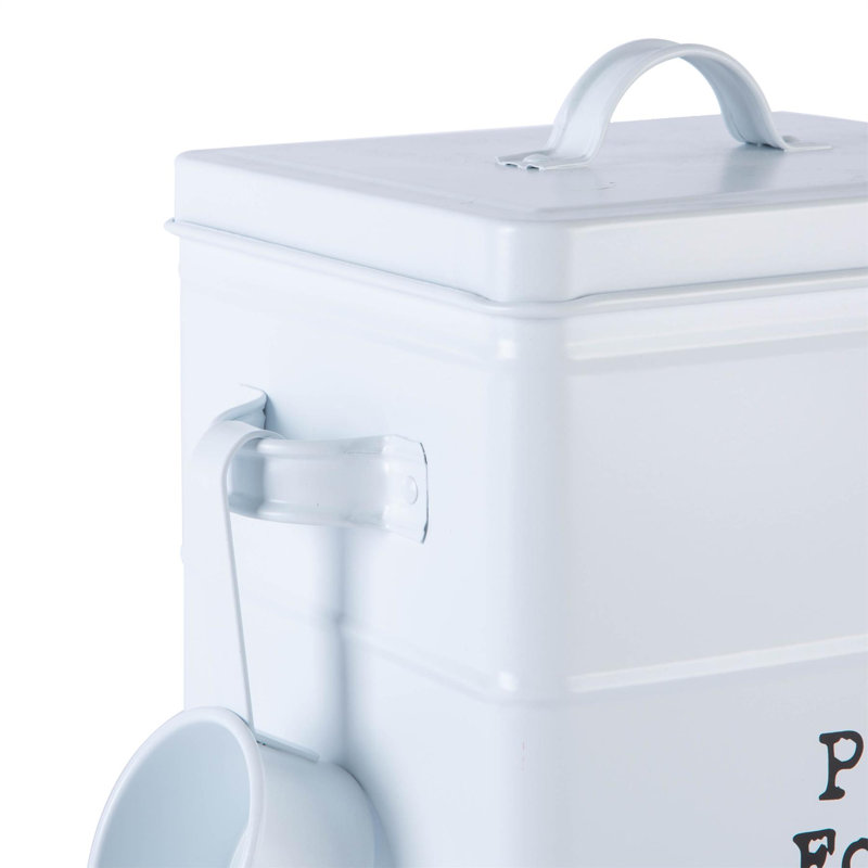 Harbour Housewares - Vintage Metal Pet Food Canister, White