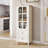 Minimalism Buffet Cabinet with  Glass Doors and Double Drawer, Modern Wooden Storage Sideboard Cupboard for Living room, Dining Room Hallway Entryway (white)-1465331178