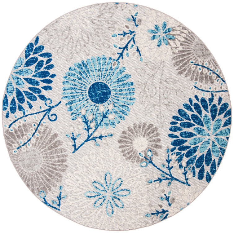 Kellems Indoor/Outdoor Grey/Royal Blue Rug