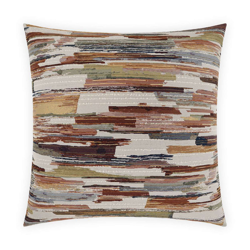 Mixed Media Abstract Reversible Throw Pillow, Harvest, Square 24"