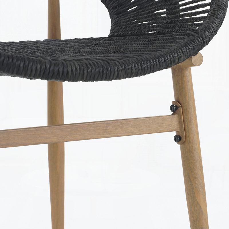 Chaise d'extérieur en osier, ensemble de 2, Coussin gris / cadre gris foncé
