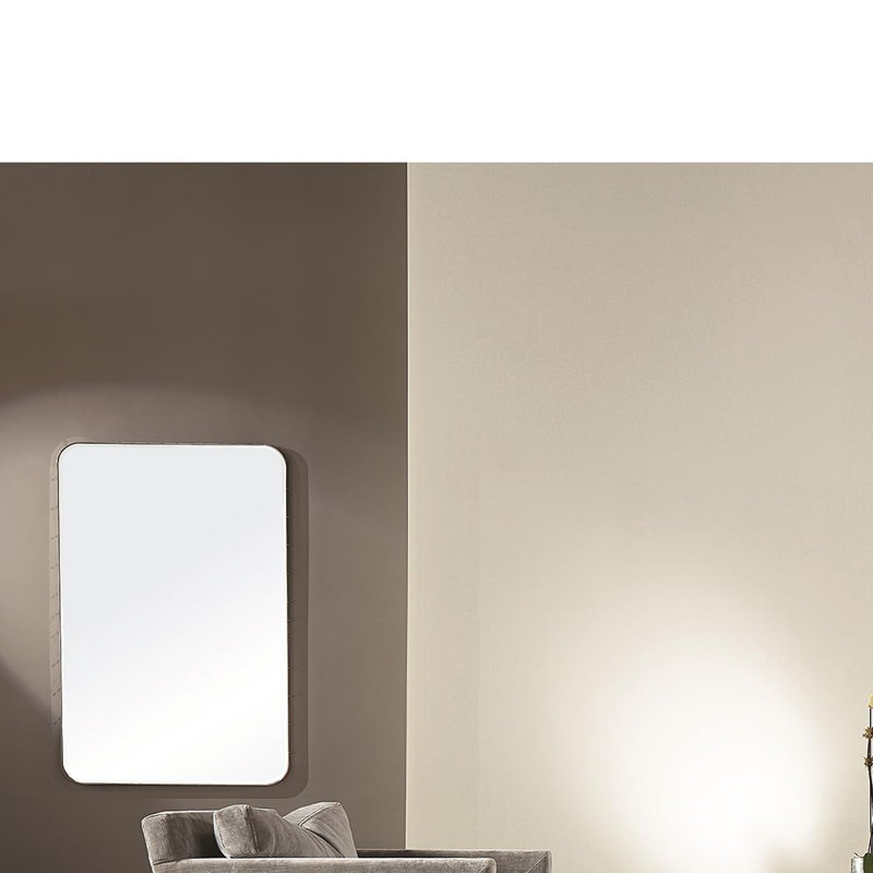 Elegant Rectangular Wood & Silver Wall Mirror with Nickel Frame
