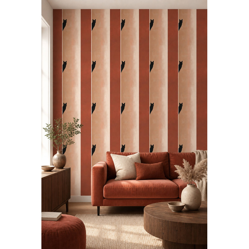 Papier peint chat noir Minimalist, Peel and Stick