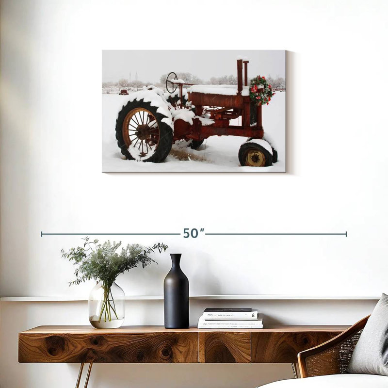 Tracteur de Noël, H 20 po x l 30 po