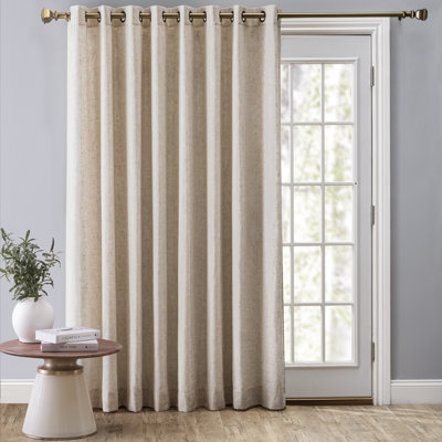 Swadlincote Elegant Linen-Look Light Filtering Grommet Double-Wide Patio Curtain Panel