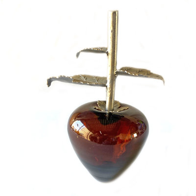 Wrought Iron and Amber Glass Apple