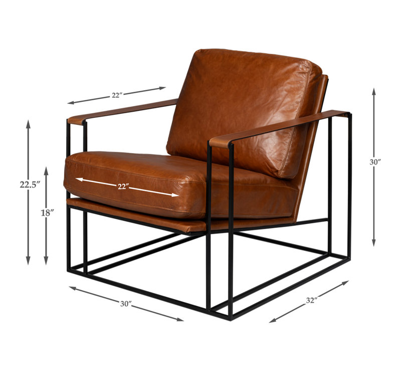 Oryan Club Chair, Brown Genuine Leather