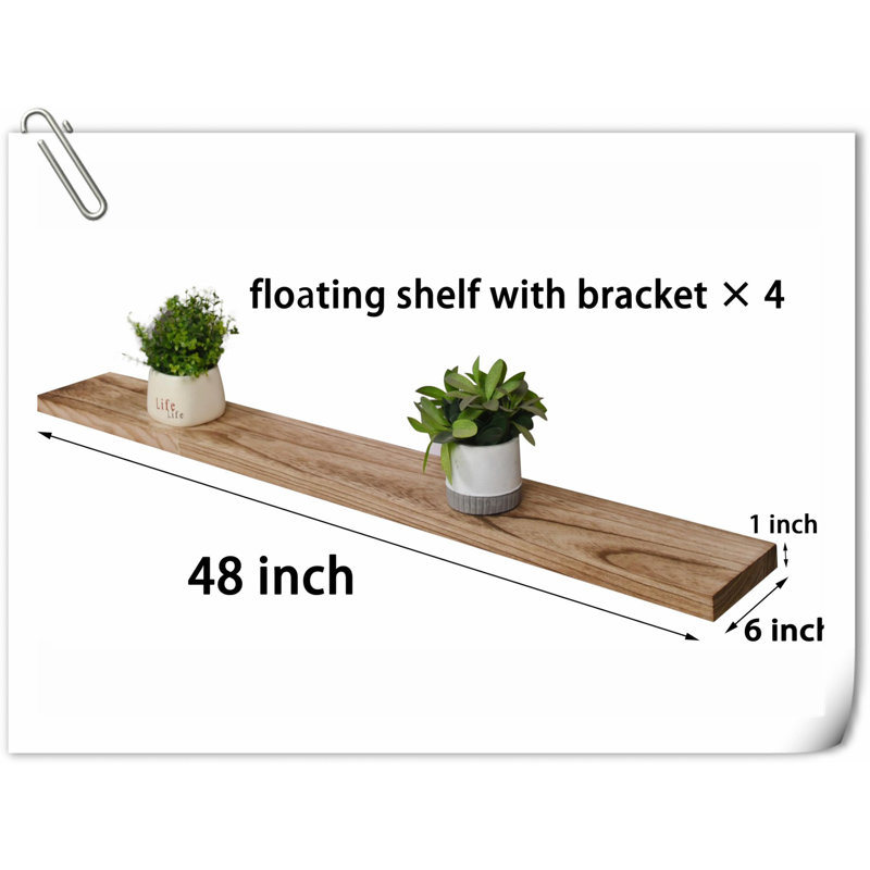Ensemble de tablettes flottantes en bois massif 4 pièces Dawnesha, Brun clair