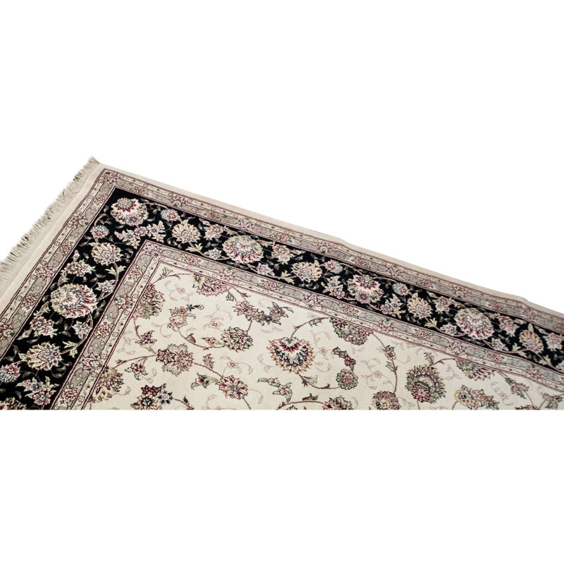 Tapis brun / beige / noir noué à la main de conception unique 6 pi x 9 pi