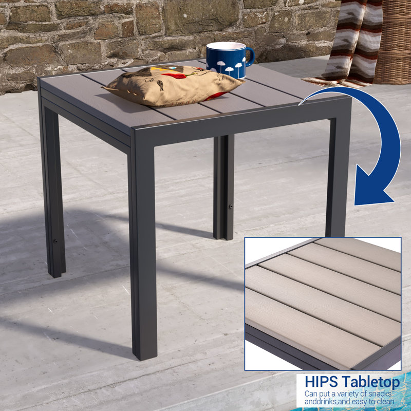 3-Piece Rattan Patio Chair and Side Table, All Weather Wicker Chair w/Steel Frame, Leaden Gray