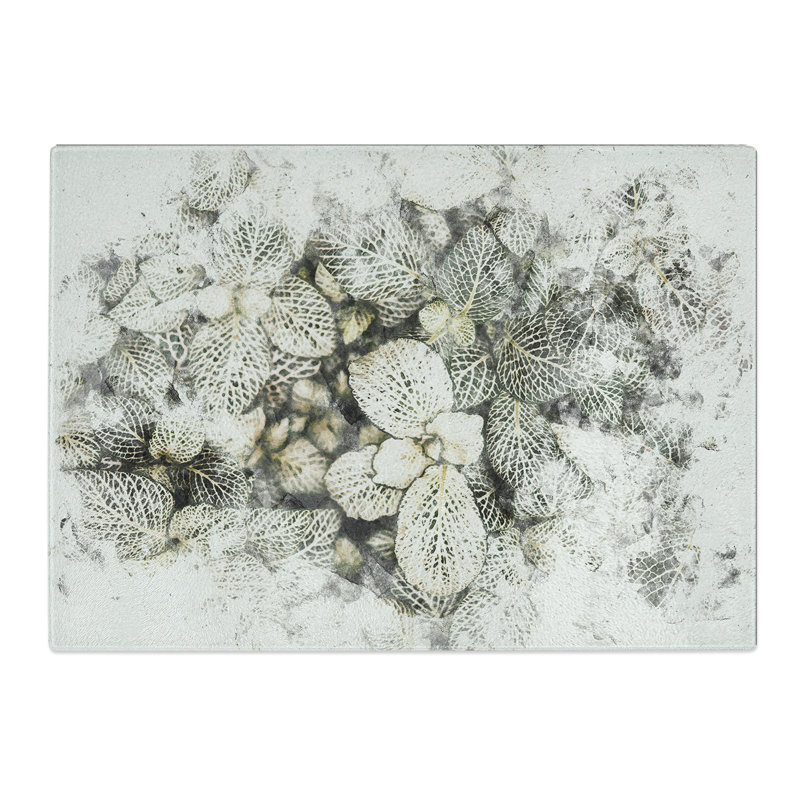 Tempered Glass Plant Leaves Abstract Chopping Board, 20 cm x 28.5 cm