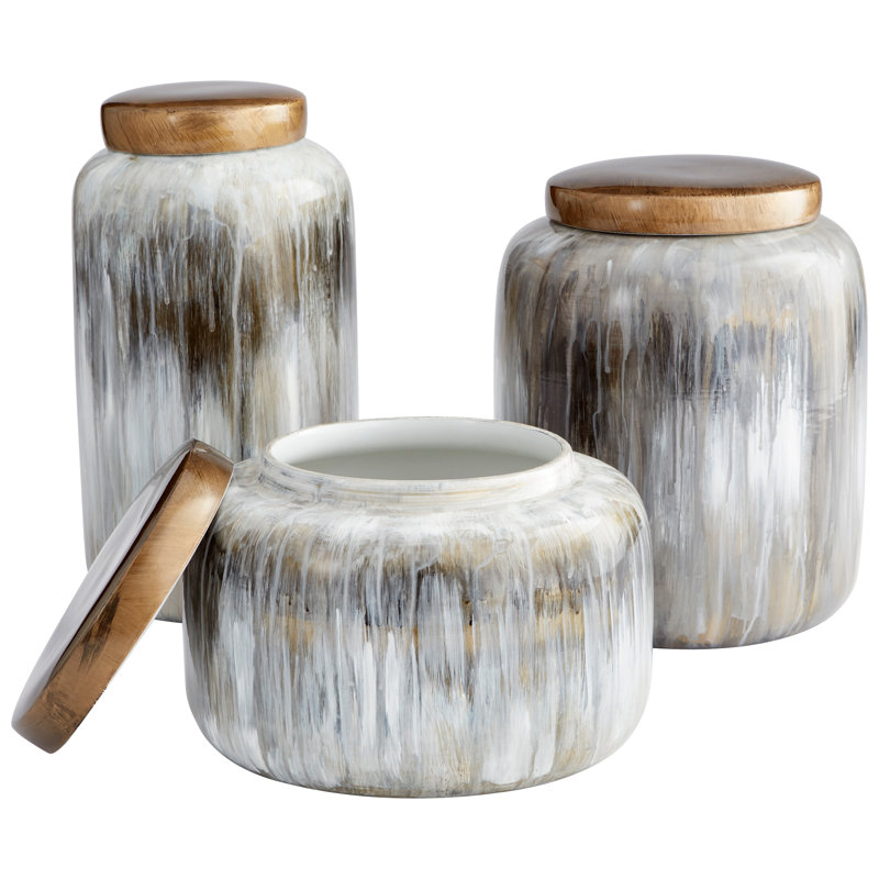 Pots en porcelaine gris Spirit Drip, H 10 po x l 8,5 po x P 8,5 po
