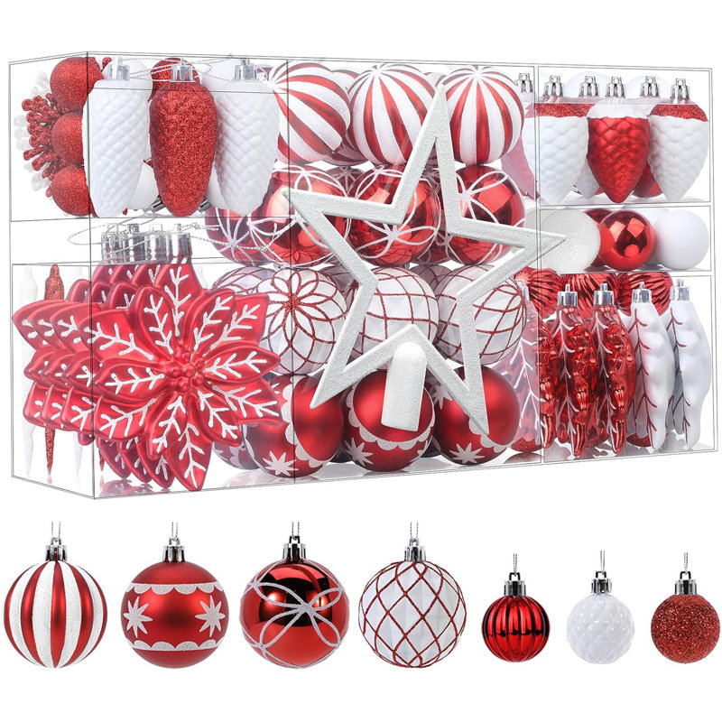 5.12cm Metal Shatterproof Holiday Shaped Ornament, Red/White