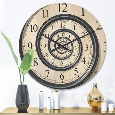 Wood Wall Clock - Time Spiral Analog
