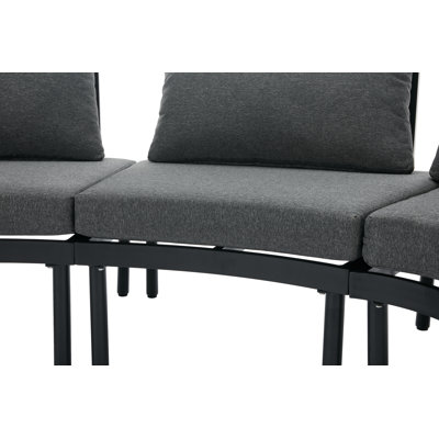 Patio Curved 6-Person Conversation Set with Cushions