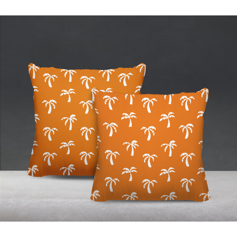 Housse et insert de coussin décoratif intérieur / extérieur en mélange de polyester, L 17 po x H 17 po, Orange