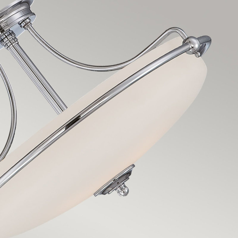 Elberta Glass Semi Flush Mount, Polished Chrome