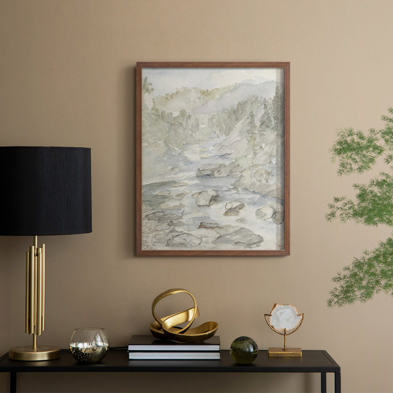 «Vintage Landscape CXVI», reproduction encadrée - bois massif, Noyer, H 21 po x l 17 po