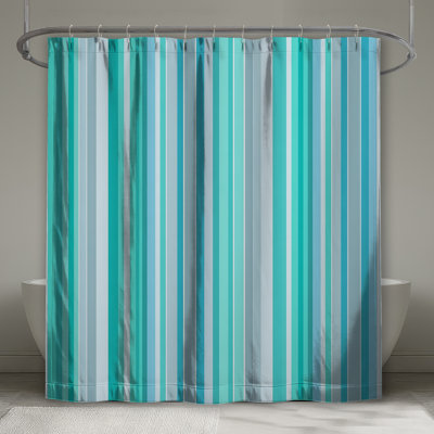 Blue Stripes Shower Curtain -  Pattern Bathroom Decor Modern