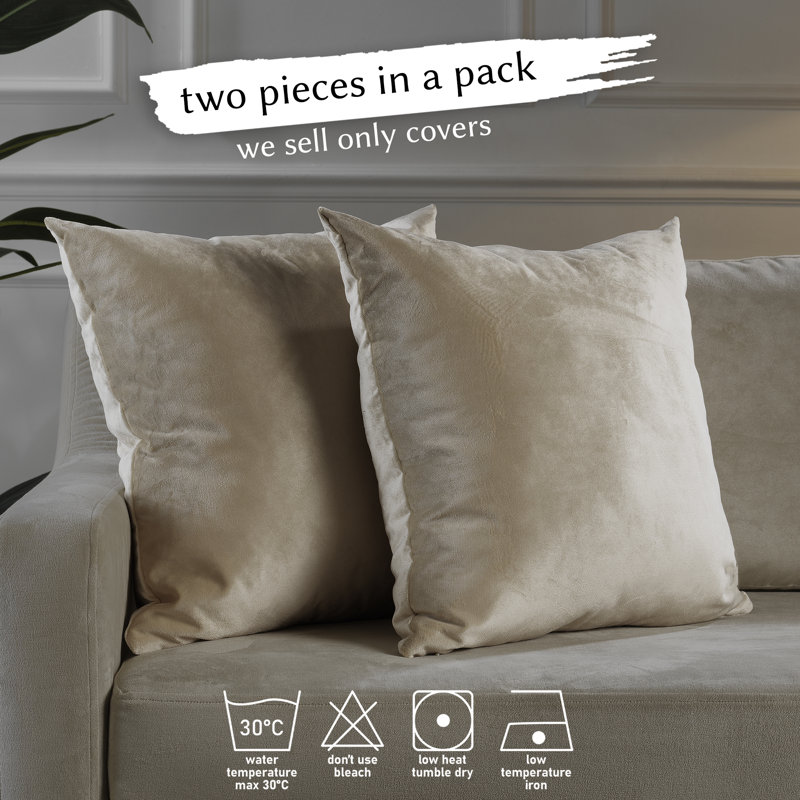 Matte Velvet Pillow Cover, 14" x 14", 12 Off White